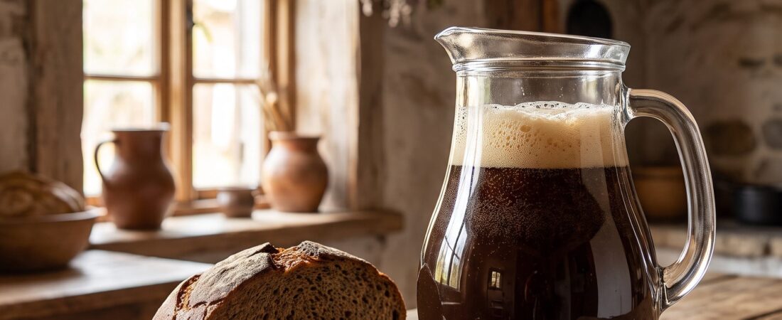 Traditional Dark Rye Bread Kvass